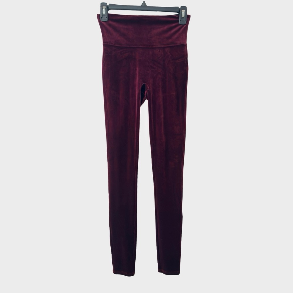 SPANX Burgundy High Waist Velour Ankle Leggings S